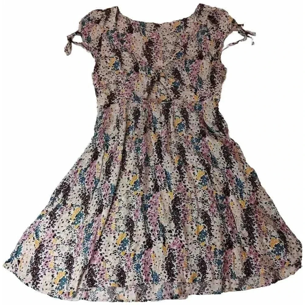 Women's Free People Boho Floral Fall Y2K Streetwear Dress Hippie Medium Fall Flo